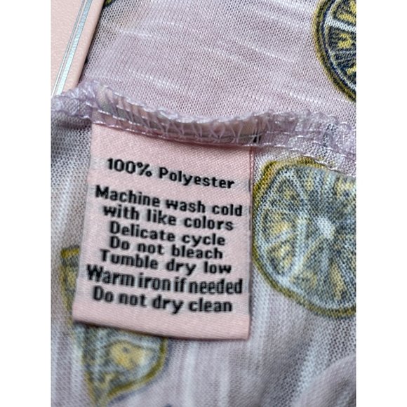 Women's Juicy Couture Top, Cold Shoulder Summerpink w/ lemons ruffle sleeves 2XL - Picture 7 of 7